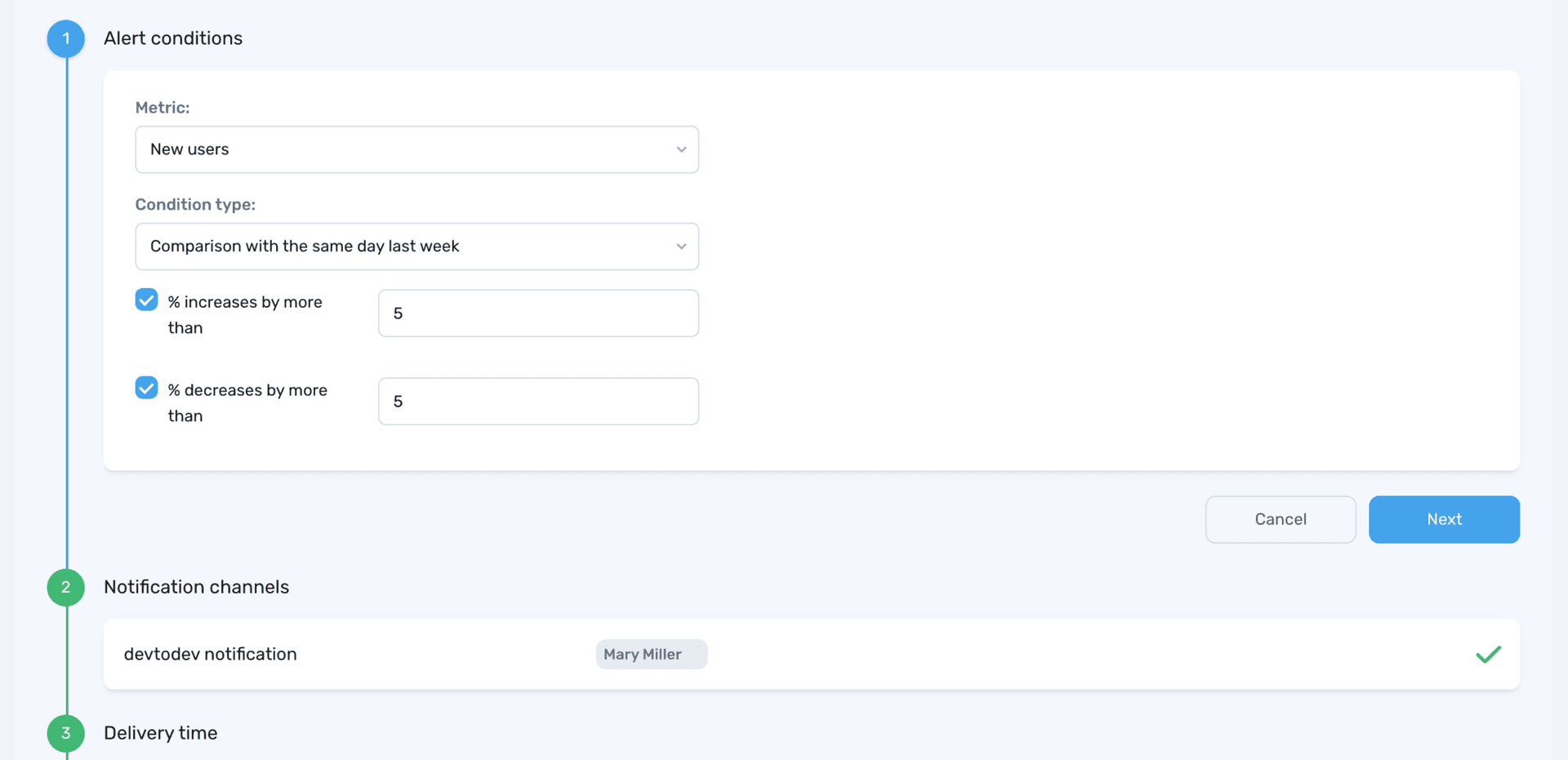 Get notified of metric changes