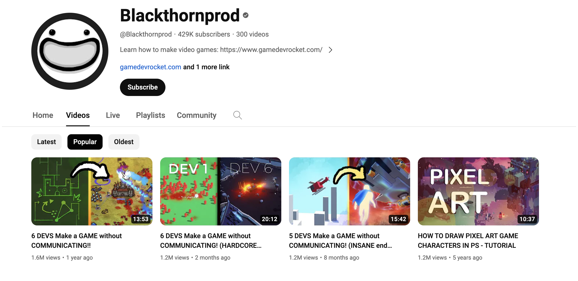 Blackthornprod top gamedev channels
