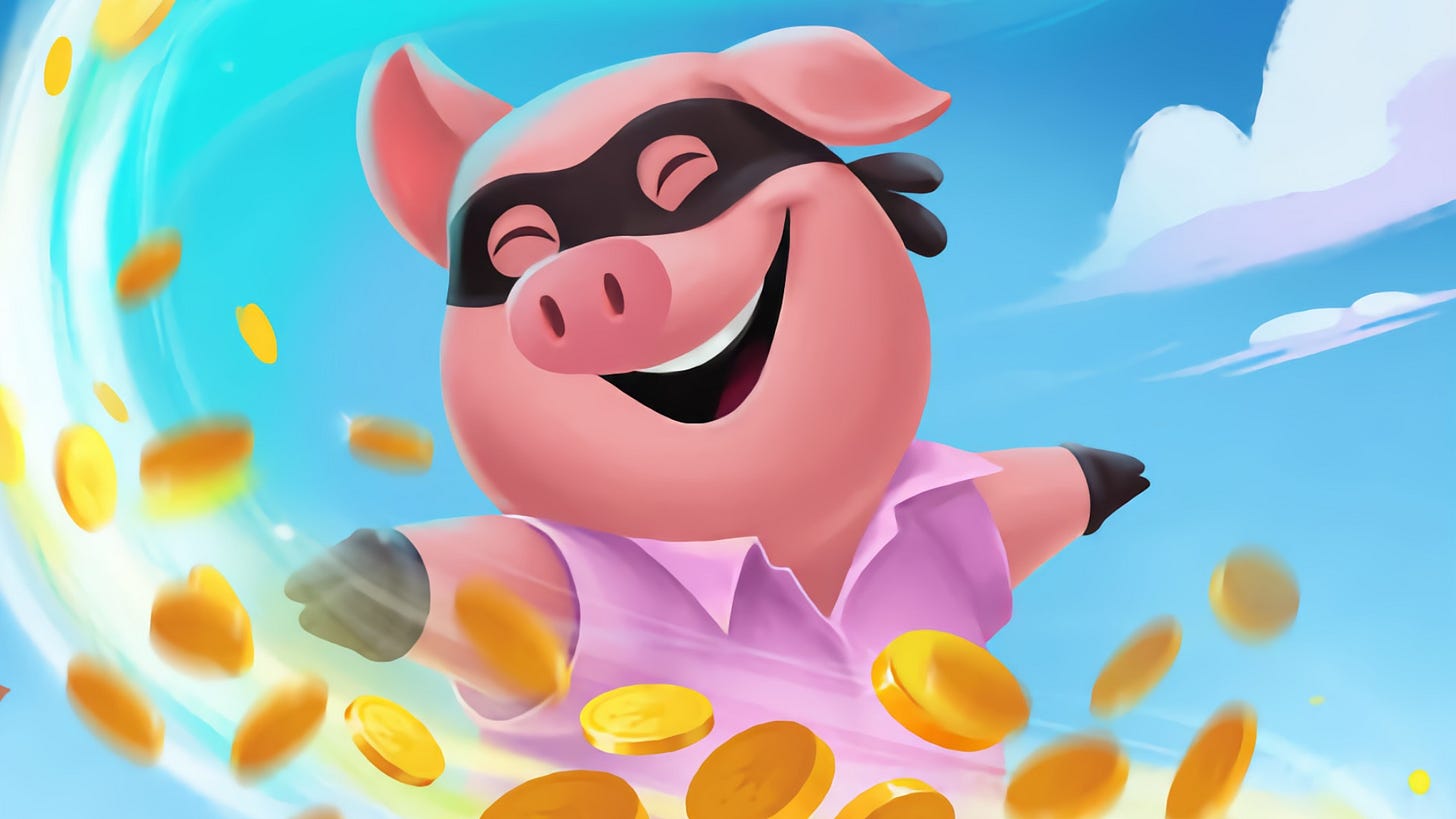 Happy pig gold coins money