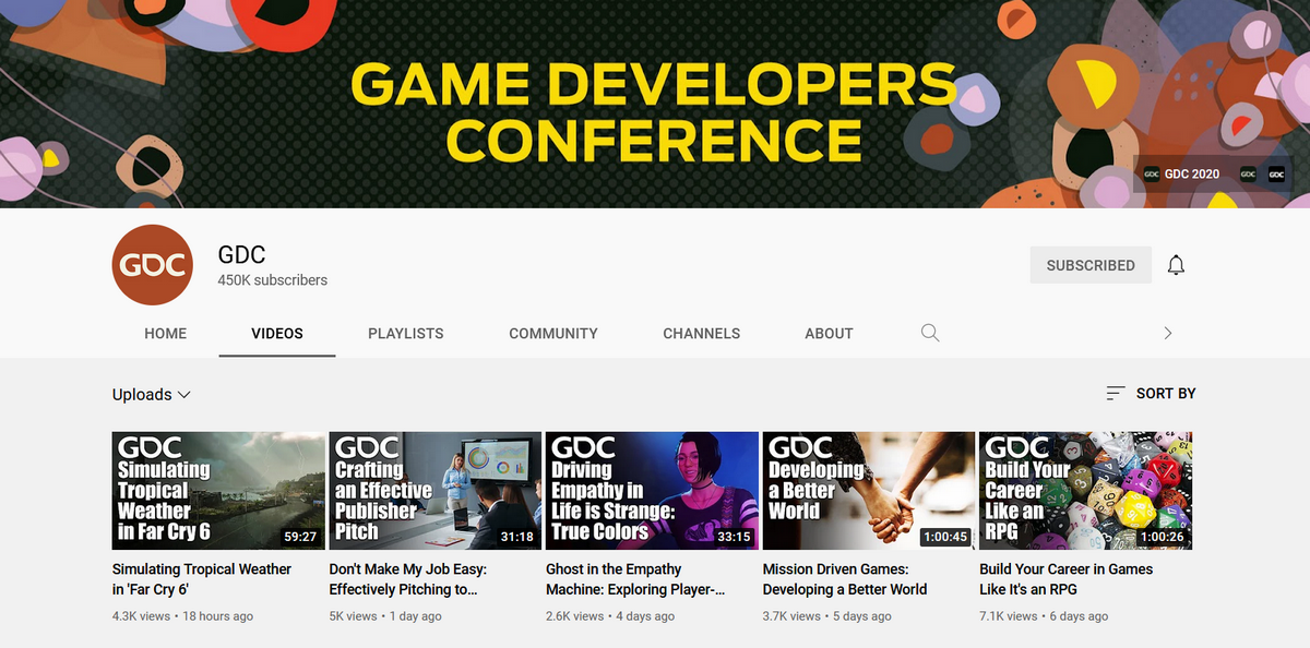 GDC Youtube channel