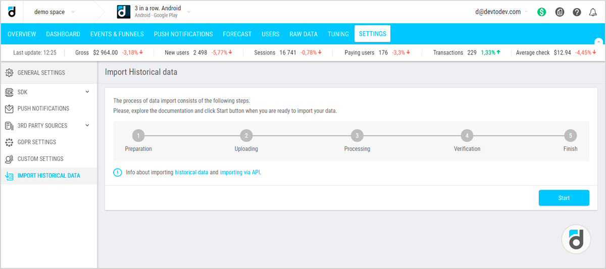 historical data import migration transfer