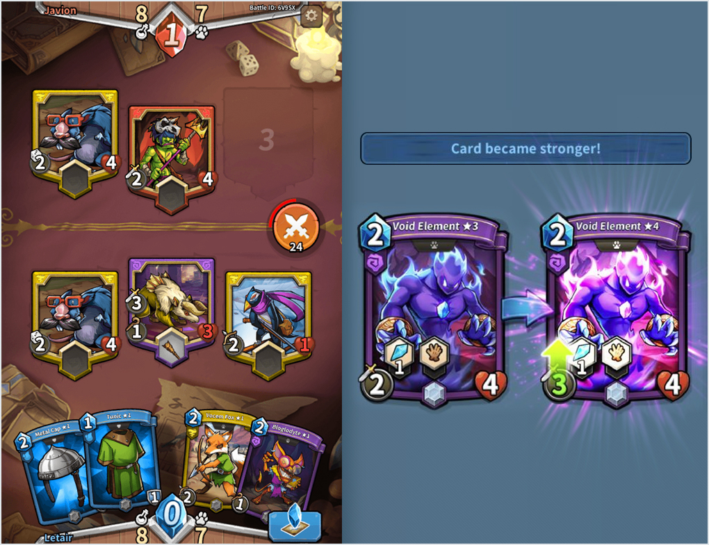 В Card Monsters колода игрока состоит из двух частей: колода существ и колода предметов, которые не смешиваются.